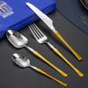 Christmas Flatware Sets with Unique Pattern Design, Gold Silverware Set for 10 , 40-Piece Stainless Steel Kitchen Utensil Set , Tableware Cutlery Set for Home and Restaurant Wedding Gifts view 1