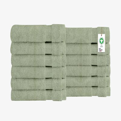 A1HC Towels Cotton Washcloths Set 100% Organic Cotton, GOTS Certified Premium Quality Face Cloths, Feather Touch Technology Highly Absorbent and Soft Feel Fingertip Towels, Pack of 12