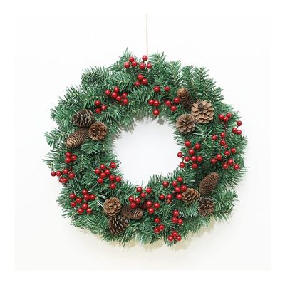 Christmas Wreath For Front Door 40/50/60 Cm Christmas Wreath With Pine Cones And Red Berries Door Xmas Wreath, Christmas Wreaths For Outdoor Window Indoor Wreath Decorations ( Color : 40cm/15.7in )