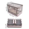 35L Pink Clear Storage Bin with Lid Stackable Foldable Pantry Organizer Box Bin Containers Double Door Design with Removable 4 Wheels for Family Bedroom, Storage Room, Office view 2
