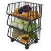 GIZNXBA Slim Storage Cart Metal, Kitchen Rolling Utility Cart with Wheels, Rolling Cart Storage Trolley, Mobile Shelving Unit, Pantry Cart Rack for Narrow Space (Color : 3 Tier) view 1