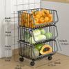 GIZNXBA Slim Storage Cart Metal, Kitchen Rolling Utility Cart with Wheels, Rolling Cart Storage Trolley, Mobile Shelving Unit, Pantry Cart Rack for Narrow Space (Color : 3 Tier) view 2