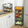 GIZNXBA Slim Storage Cart Metal, Kitchen Rolling Utility Cart with Wheels, Rolling Cart Storage Trolley, Mobile Shelving Unit, Pantry Cart Rack for Narrow Space (Color : 3 Tier) view 3
