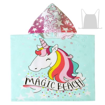 Athaelay Unicorn Hooded Beach Towel for 1-5 Years Old Girls Kids Children Pool and Bath Poncho Towel with Portable Bag (Magic Unicorn)