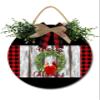 Christmas Wreath Sign Front for Door Decoration, 12 in Round Wood Wreaths Wall Hanging Outdoor, Farmhouse, Porch, for Spring Summer Fall All Seasons Holiday Christmas view 1