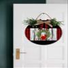 Christmas Wreath Sign Front for Door Decoration, 12 in Round Wood Wreaths Wall Hanging Outdoor, Farmhouse, Porch, for Spring Summer Fall All Seasons Holiday Christmas view 2