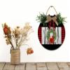 Christmas Wreath Sign Front for Door Decoration, 12 in Round Wood Wreaths Wall Hanging Outdoor, Farmhouse, Porch, for Spring Summer Fall All Seasons Holiday Christmas view 3
