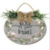 All Things Possible Sign Front for Door Decoration, 12 in Round Wood Wreaths Wall Hanging Outdoor, Farmhouse, Porch, for Spring Summer Fall All Seasons Holiday Christmas view 1