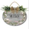 I Am Blessed Sign Front for Door Decoration, 12 in Round Wood Wreaths Wall Hanging Outdoor, Farmhouse, Porch, for Spring Summer Fall All Seasons Holiday Christmas view 1