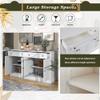 Yoluckea Antique White Wood Buffet Sideboard 58" Large Kitchen Storage Cabinet Cupboard with 2 Drawers and 4 Doors Classic Sideboard Cabinet Accent Entryway Console Table for Living Room Dining Room view 4