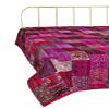 Bohemian Patchwork Kantha Quilt, Boho King Size Bedding Throw Blanket, Patola Silk Patch Work Kantha Quilt, Handmade Kantha Bedcover (Purple, 108"x 108" Inch) view 1