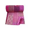 Bohemian Patchwork Kantha Quilt, Boho King Size Bedding Throw Blanket, Patola Silk Patch Work Kantha Quilt, Handmade Kantha Bedcover (Purple, 108"x 108" Inch) view 4