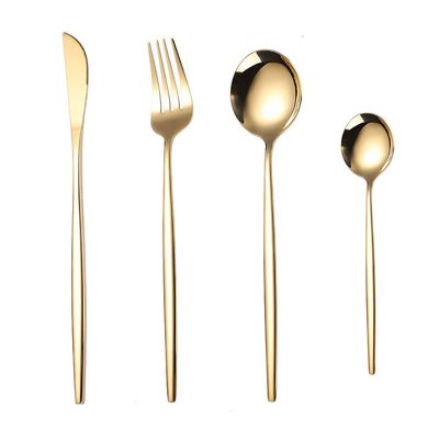 24 Piece Gold Silverware Set for 6 Flatware Sets Durable Stainless Steel Include Knifes Forks and Spoons Delicate Home Kitchen Wedding Restaurant Cutlery Utensils Set Mirror Polished