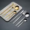 24 Piece Gold Silverware Set for 6 Flatware Sets Durable Stainless Steel Include Knifes Forks and Spoons Delicate Home Kitchen Wedding Restaurant Cutlery Utensils Set Mirror Polished view 3