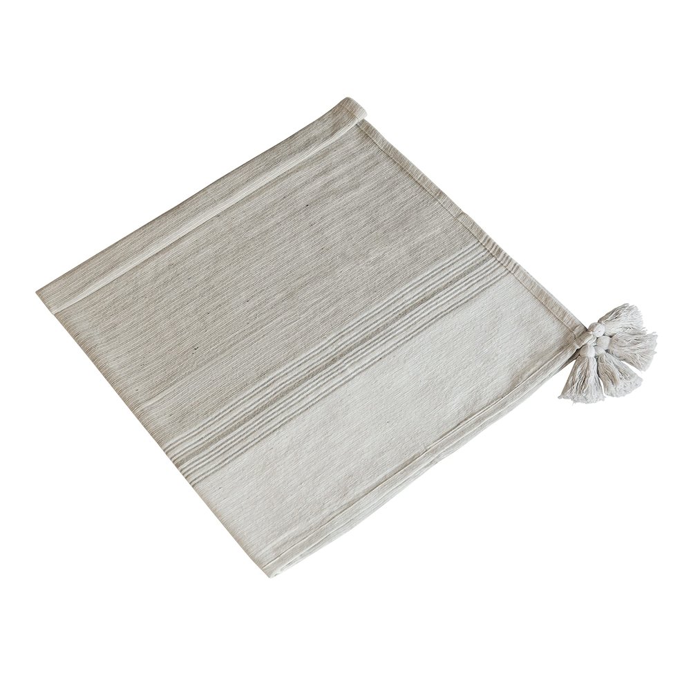 A&B Home Throw Blanket - Beige and White Stripe Woven Cotton Blend Blanket for Couch Sofa Chair Bed Office Living Room, 50" x 60"