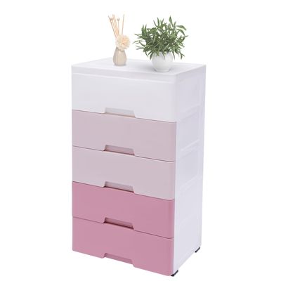 TouSuaRSi 5 Tier Plastic Storage Cabinet with 5 Drawers Vertical Clothes Storage Cabinet Space-Saving Home Bedroom Tall Small Chest Closet for Hallway Entryway Gradient Pink 11.4" x 17.1" x 31.5"