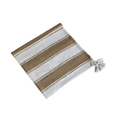 A&B Home Throw Blanket - Brown and White Stripe Woven Cotton Blend Blanket for Couch Sofa Chair Bed Office Living Room, 50" x 60"