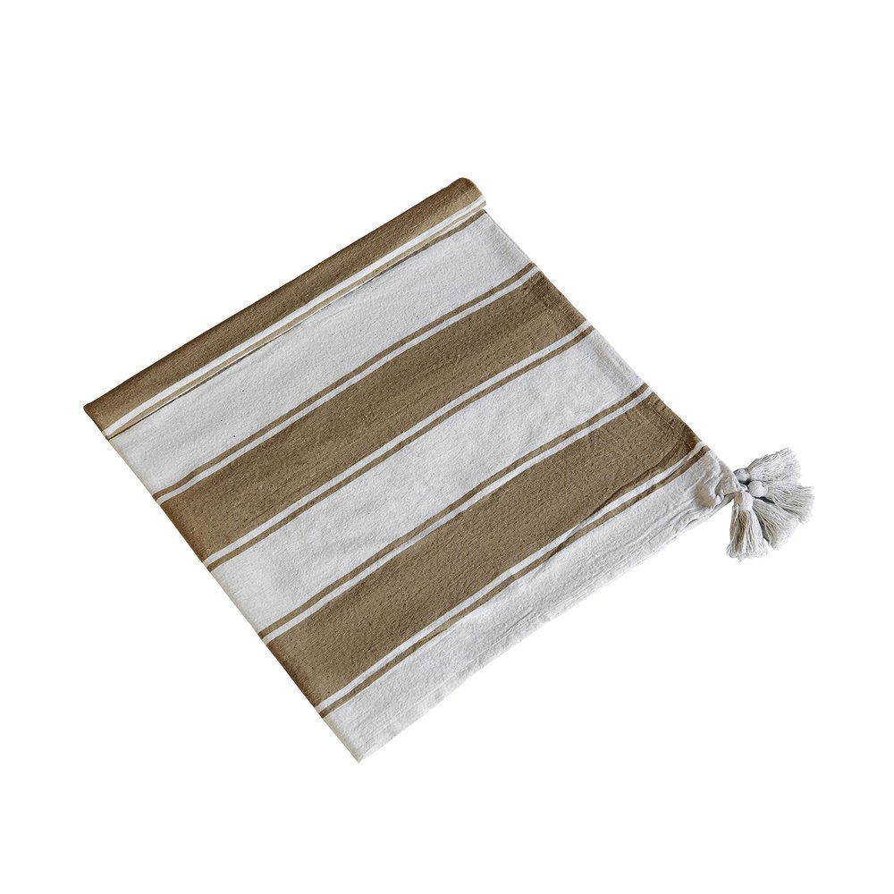 A&B Home Throw Blanket - Brown and White Stripe Woven Cotton Blend Blanket for Couch Sofa Chair Bed Office Living Room, 50" x 60"