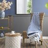 A&B Home Throw Blanket - Blue and White Stripe Woven Cotton Blend Blanket for Couch Sofa Chair Bed Office Living Room, 50" x 60" view 2