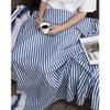 A&B Home Throw Blanket - Blue and White Stripe Woven Cotton Blend Blanket for Couch Sofa Chair Bed Office Living Room, 50" x 60" view 3