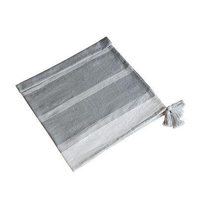 A&B Home Throw Blanket - Light Gray and White Stripe Woven Cotton Blend Blanket for Couch Sofa Chair Bed Office Living Room, 50" x 60"
