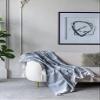A&B Home Throw Blanket - Light Gray and White Stripe Woven Cotton Blend Blanket for Couch Sofa Chair Bed Office Living Room, 50" x 60" view 2