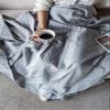 A&B Home Throw Blanket - Light Gray and White Stripe Woven Cotton Blend Blanket for Couch Sofa Chair Bed Office Living Room, 50" x 60" view 3
