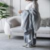 A&B Home Throw Blanket - Light Gray and White Stripe Woven Cotton Blend Blanket for Couch Sofa Chair Bed Office Living Room, 50" x 60" view 4