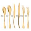 36 Pieces Flatware Set for 6 / Matte Silverware Set / 304 Stainless Steel Cutlery Set with Steak Knife/Tableware Eating Utensils for Home Hotel Restaurant/Dishwasher Safe/Brushed Gold view 2