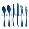 36 Pieces Flatware Set for 6 / Matte Silverware Set / 304 Stainless Steel Cutlery Set with Steak Knife/Tableware Eating Utensils for Home Hotel Restaurant/Dishwasher Safe/Brushed Blue view 2
