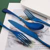 36 Pieces Flatware Set for 6 / Matte Silverware Set / 304 Stainless Steel Cutlery Set with Steak Knife/Tableware Eating Utensils for Home Hotel Restaurant/Dishwasher Safe/Brushed Blue view 4