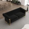 ANTTYBALE 83'' Velvet Couch Sofa Mid-Century Modern Love Seat Chesterfield 3 Seat Couches Sofa for Living Room Apartment (Black) view 3