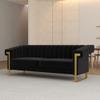 ANTTYBALE 83'' Velvet Couch Sofa Mid-Century Modern Love Seat Chesterfield 3 Seat Couches Sofa for Living Room Apartment (Black) view 4