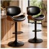 YaFiti Swivel Bar Stools Set of 2 for Kitchen Counter, Adjustable Bentwood Barstools, Modern PU Leather Upholstered Bar Chair with Back and Footrest, for Bar, Kitchen, Dining Room, Black view 1