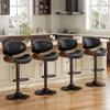 YaFiti Swivel Bar Stools Set of 2 for Kitchen Counter, Adjustable Bentwood Barstools, Modern PU Leather Upholstered Bar Chair with Back and Footrest, for Bar, Kitchen, Dining Room, Black view 2