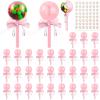30 Pcs Rattle Party Favors Shower Bottles with Bow Crystal Bear Pacifier Ornament Pink Fillable Rattle Plastic Candy Bottle and 56 Thank You Label Stickers for Birthday Gift Decoration view 1