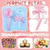 30 Pcs Rattle Party Favors Shower Bottles with Bow Crystal Bear Pacifier Ornament Pink Fillable Rattle Plastic Candy Bottle and 56 Thank You Label Stickers for Birthday Gift Decoration view 3