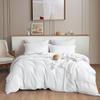 Bedszo Mania White Duvet Cover Twin/Twin XL 3 PCs Duvet Cover 600 TC Egyptian Cotton Quilt Cover Breathable & Six Corner Ties (3 PCs Duvet Cover Set in 68"x90" Inch 2 Pillow Shams in Size 20"X30") view 1