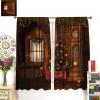 Retro Christmas Curtains,Winter Christmas Tree Gift Box Colorful Lights Printed Blackout Curtains Bedroom Living Room Kitchen 42x45 Inch view 3