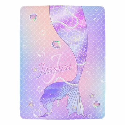 Personalized Baby Girl Blanket with Name,Custom Mermaid Blankets Fleece Throw Blanket for Girls-Customize Cute Cartoon Blanket for Bedroom Decor,Couch,Cars