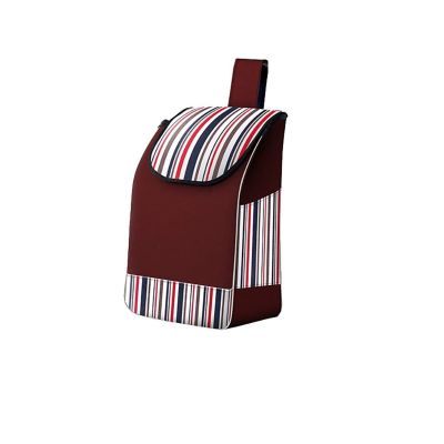 THEGA Trolley Replacement Bag - 40L Oxford Cloth Waterproof Storage Bag, Home Portable Grocery Bag, Collapsible, Large Capacity, Can Be Used with A Trolley, L36XW20XH55CM (Color : Burgundy Striped)