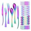 36 Pieces Flatware Set for 6 / Matte Silverware Set / 304 Stainless Steel Cutlery Set with Steak Knife/Tableware Eating Utensils for Home Hotel Restaurant/Dishwasher Safe/Brushed Rainbow view 1