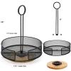 Yesland 2 Pack Metal Rotating Condiment Caddy with Number Card Holder, 7.75 Inch Round Table Caddy with Wooden Base Black Coated Table Caddies Collection for Salt Pepper Ketchup Hot Sauce Mustard view 2