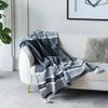 A&B Home Throw Blanket - Black and White Stripe Woven Cotton Blend Blanket for Couch Sofa Chair Bed Office Living Room, 50" x 60" view 2