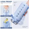 MUKOKO Half Gallon/64 oz Glass Water Bottles with Straw and Lid,Motivational Water Jug with Time Marker Reminder and Silicone Sleeve,100% Leakproof BPA Free Fitness Sports Large Bottle-Light Blue view 4