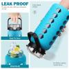 MUKOKO Half Gallon/64 oz Glass Water Bottles with Straw and Lid,Motivational Water Jug with Time Marker Reminder and Silicone Sleeve,100% Leakproof BPA Free Fitness Sports Large Bottle-Teal view 4