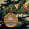 2022 Christmas Tree Hanging Ornaments, Fall Farm Scarecrow 3" Round Double-Sided Ceramic Ornaments Christmas Keepsake Gifts Decor Pumpkin Maple Leaves Wood Grain view 2
