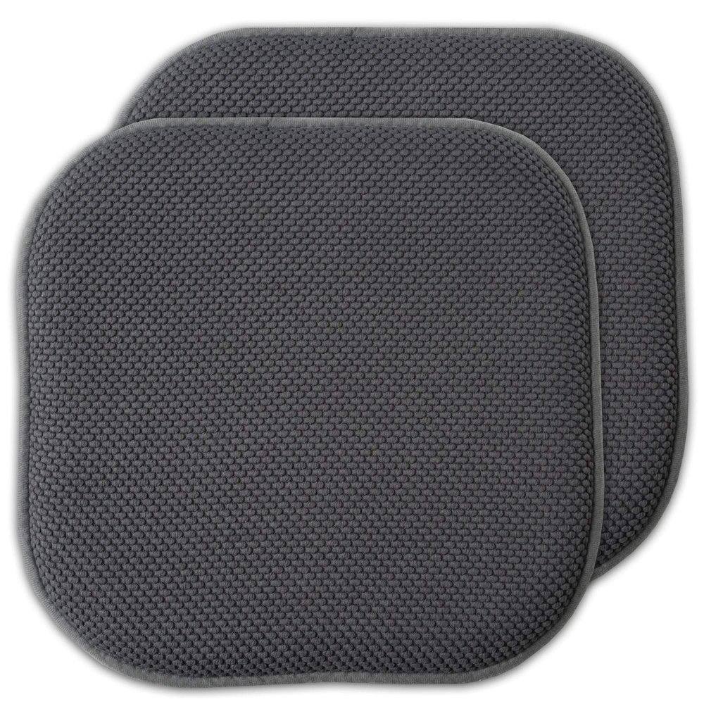 2 Pack Memory Foam Honeycomb Nonslip Back 16" x 16" Chair/Seat Cushion Pad, Charcoal Gray (Pack of 3)