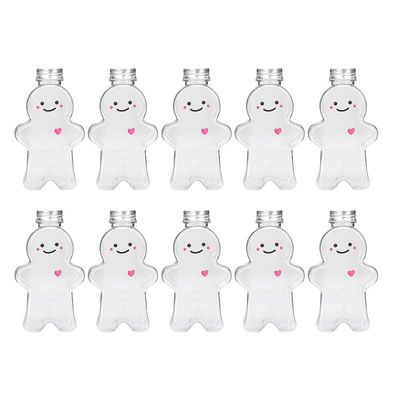 Alipis Clear PET Plastic Juice Bottles Christmas Gingerbread Man Empty Bottles Milk Juice Cup Drink Containers 500ml 10pcs