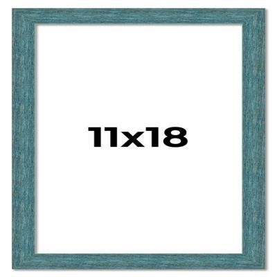 11x18 Frame Blue Rustic Barnwood Solid Wood Picture Frame Width 1.25 Inches | Interior Depth 0.5 Inches | Gustav Blue Frame Complete with UV Acrylic, Foam Board Backing & Hanging Hardware